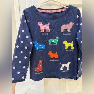 Mini Boden Navy Polka Dot Dog Print Long Sleeve Tee